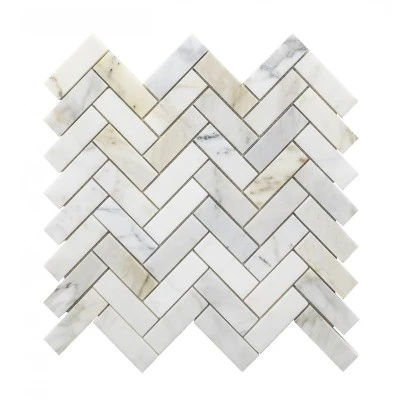 Calacatta Gold Marble herringbone-mosaic-tile Calacatta Gold Marble herringbone-mosaic-tile